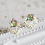 square...rainbow ステンレスピアス/イヤリング