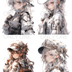 STEAMPUNK GIRL WHITE　シールセット 4枚入り　シールシート ポストカードサイズ