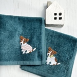 手刺繍タオルハンカチ　Tシャツジャックラッセルテリア
