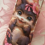 ✦ฺ︎いたずらキャット✦ฺ︎猫＊薔薇花フリル＊保冷＊ペットボトルカバー＊水筒カバー＊水筒ホルダー＊ペットボトルケース