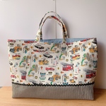 【ａ様ご予約品】★レッスンバッグ32×52×10＊働く車＆工事車両がカッコイイ☆ホワイト★