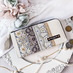 春財布 🎀インド刺繍リボン　L字ファスナー 長財布 白色05