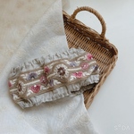 夏物セール　2wayクールネック　インド刺繍リボン　グレージュ
