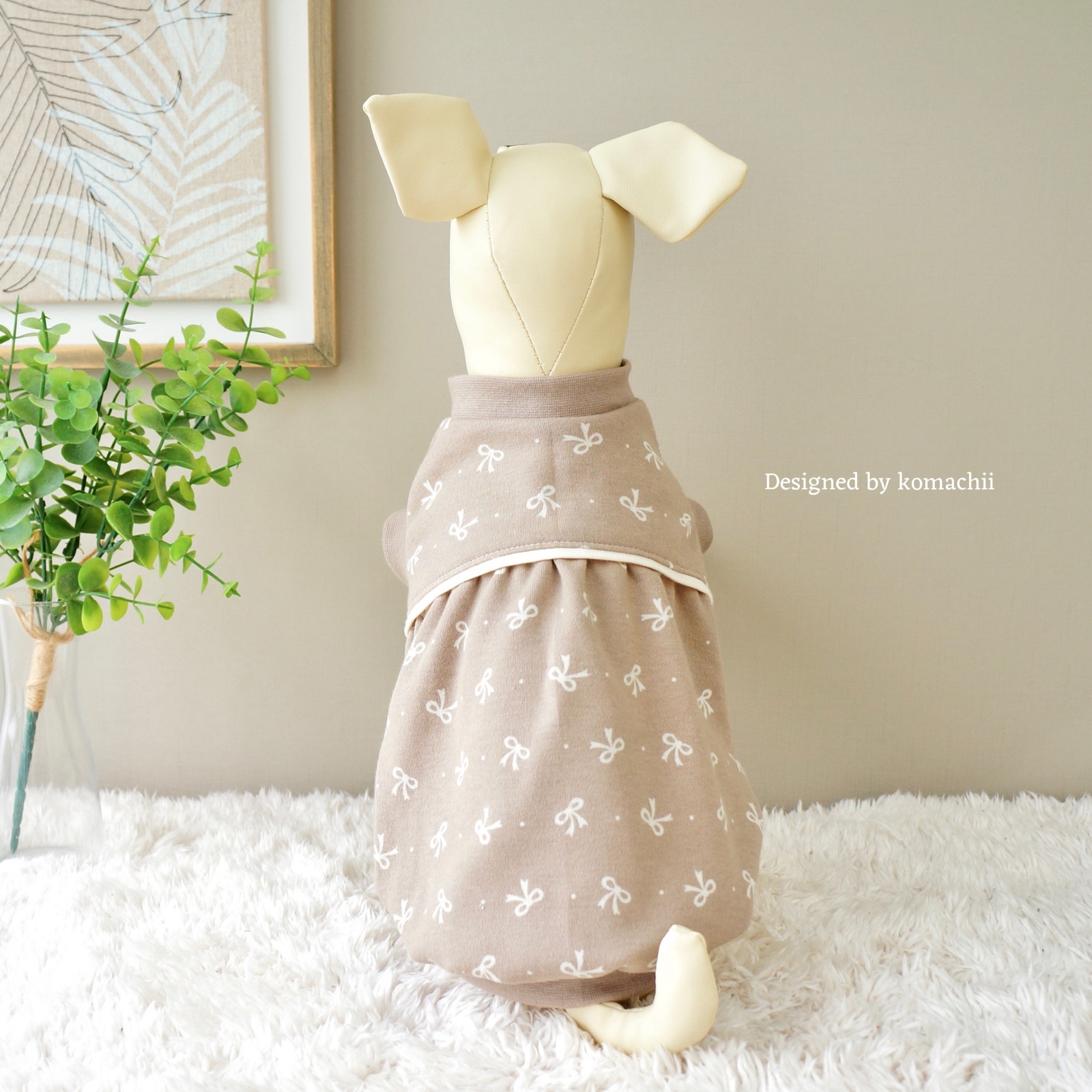 ハンドメイド　小花柄カムソンコーデュロイ　立ち襟バルーンチュニック ハンドメイド 小花柄カムソンコーデュロイ 立ち襟バルーンチュニック