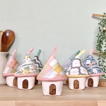 三角鍋つかみのお家【水彩チェック（イエロー）】小物入れ＊北欧柄＊特集掲載＊受注生産