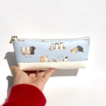 中が見える👀ラミネートとレザーマチありポーチ❣️ねこちゃんズ😻大きなペンケース　ポーチ　20cmファスナー