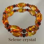 琥珀　花アンバー　ブレスレット　瑪瑙　おすすめ　人気　天然石ブレスレット　Selene crystal