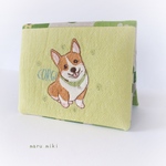 おすわりコーギー 刺繍ポケットティッシュケース