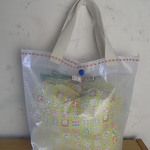 夏を感じる透明バッグ with インナーバッグ（生成り色の持ち手）