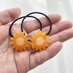 キッズ レジン ひまわり ヘアゴム 2本セット carrot orange