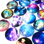 【再販】直径25mm 10個セット銀河の碧 宇宙ガラスタイル