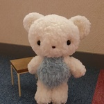 （送料無料）もこもこプードルボアくまさん(オフホワイト×水色)