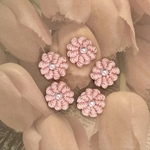 レース編み♪ハンドメイド資材パーツ♪コイル編みのぷっくりお花モチーフ5個セット
