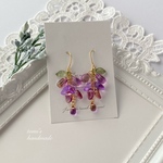 香り立つ藤の花ピアス（イヤリング）  チェコガラス　藤