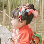❀花ごよみ❀桜紅葉　七五三髪飾り　つまみ細工　赤色