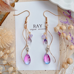 《ウェーブ/グラデーションカラーピアス・イヤリング》　ゴールド　ブルー　ピンク　パープル　クリア　グラデーション　ウェーブ　華奢