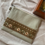 インド刺繍リボン　フラットポーチ【送料込み】