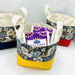 《送料無料》　3セット購入でお得　布バスケット　小物入れ　小さめ　ミニ　プレゼント　花柄　赤　紺　黄　プチギフト　持ち手付き
