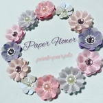 クラフトパンチのお花シール✿スワロフスキー✿30枚✿pink×lavender