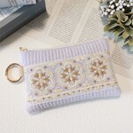 インド刺繍リボン と ヌビ のポーチ　Mサイズ　ライラック