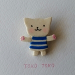 《再販》猫ブローチ＊ボーダーワンピースB
