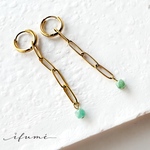 【ifumé】小さなエメラルドのフープピアス&イヤリング サージカルステンレス 金属アレルギー対応