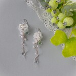 紫陽花ピアス(イヤリング）　アナベル　ホワイト