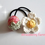 [受注製作]コットン🍓いちごのヘアゴム(ピンクミックス)