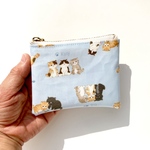 感謝セール品❤️超便利ラミネートミニポーチ　ねこちゃんズ😻ウォーターブルー　10cmファスナー　裏面クリア生地