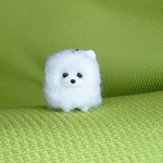 ポメラニアン ホワイト パピー ストラップ 羊毛フェルト