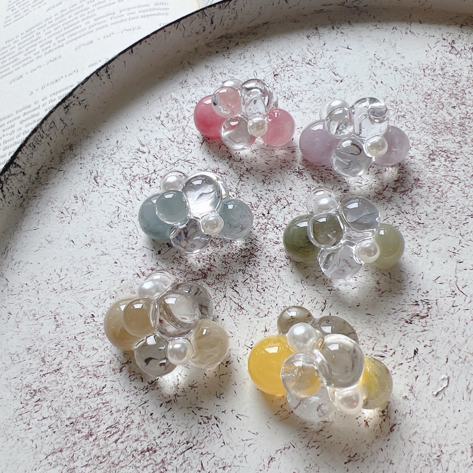 新作♡bubble×ヘアゴム× パール ビーズ×レジン ヘアアクセサリー 母の