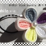 夏到来!!送料無料【1個：子供用ヘアゴム】✿―百花white(白)―✿