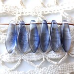 ダガー　濃淡グレーブルー　チェコビーズCzech Glass Beads６個