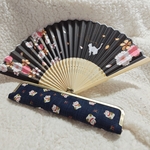 ねこ柄がま口扇子入れ 扇子つき 招き猫😹