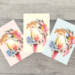 ウロコインコと春の花のポストカード3種セット