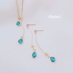 ロングネックレス ピアス イヤリング ドロップ ブルー クリスタル ロングネックレス　ロングネックレス　シンプルネックレス　シンプルピアス　シンプルイヤリング