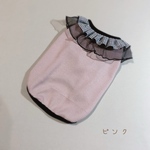完成品セール♡Sサイズ チェックレース付きワッフルタンクトップ ピンク 犬服 ドッグウェア 小型犬