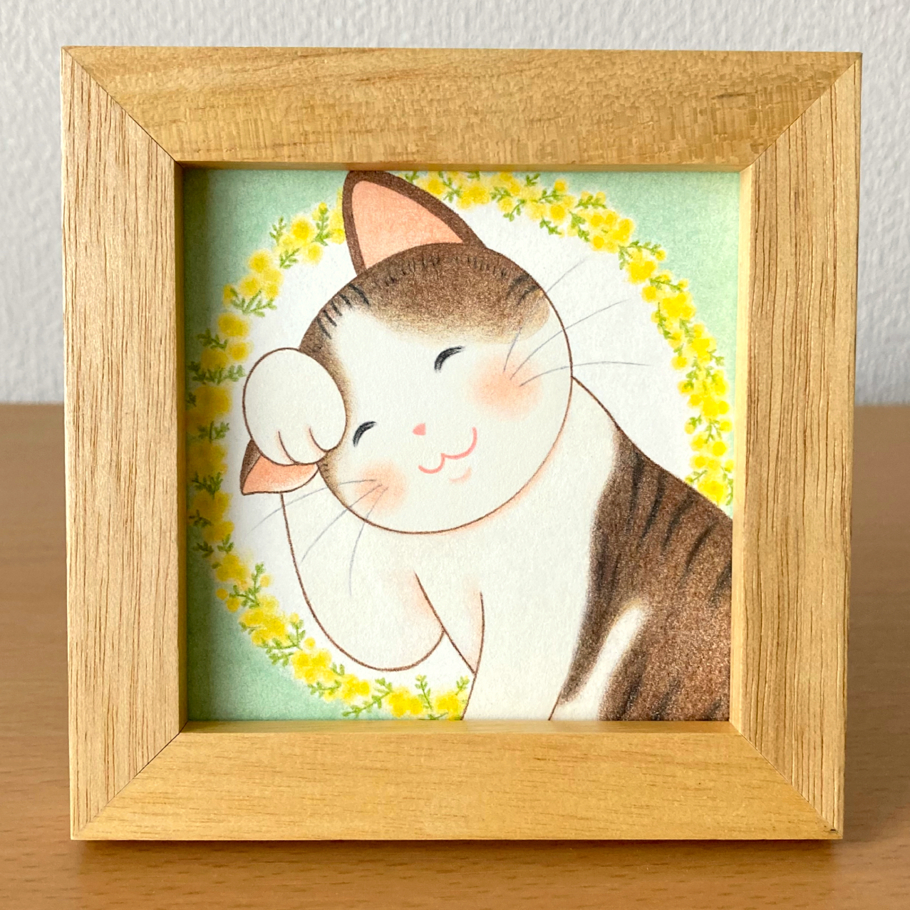 限定セールをすべて 直筆サイン入り】しろまる 複製原画B4額縁いり イラストの （猫 ポスター