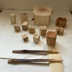 122、送料無料に変更！桧積み木セット、竹楊枝、アート材料、工作材料、木片
