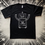 カシメロボ君プリント ドライTシャツ 黒