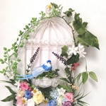 受注　ﾌﾟﾘｻﾞｰﾌﾞﾄﾞフラワーの鳥かご　青い鳥🌸壁掛け　新築　開店祝い　お誕生日　母の日　お祝い