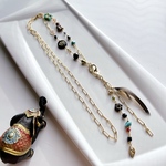 🌿new🪶猫と羽角のロングネックレス