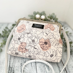 ハンドメイド　あめ玉パール　北欧風　北欧柄　薔薇柄ガマ口ポシェット　スマホポシェット　ショルダーバック　20cm口金