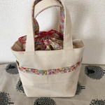 帆布×花柄 リバティー風ミニトートバッグ