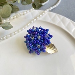「紫陽花」ビーズ刺繍ブローチ　誕生日プレゼント