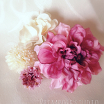 和装ヘッドドレス ダリア 紫陽花ホワイト(白) マム  アンティーク