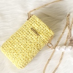 スマホショルダー　ミニバッグ　hemp yarn イエロー