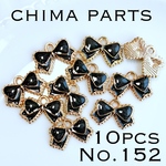 【レビュー投稿でチャームプレゼント】リボンチャーム　黒色　10コ　＃ハンドメイド　パーツ　エポチャーム　パープル