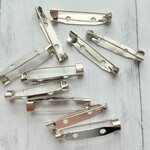 【約25mm　10個】ブローチ金具 　シルバー