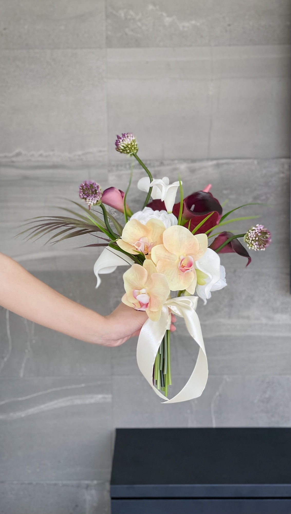 ピーチ胡蝶蘭×アンスリウム♪ウェディングブーケ アーティフィシャル